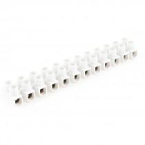 220V 20A Dual Rows 12 Positions Electrical Barrier Terminal Block White