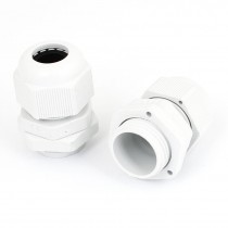 White Plastic Shell Waterproof Cable Connectors PG11 2 Pcs