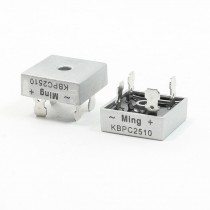 2 Pcs Square Silver Tone Head 1000V 25A Full Wave Bridge Rectifier