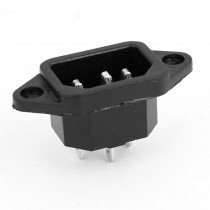 AC 250V 10A 3 Pins Black IEC320 C14 Male Plug Power Inlet Socket Adapter