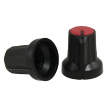 5 Pcs 10mm Top Dia Black Knobs w Red Mark for Potentiometer Pot