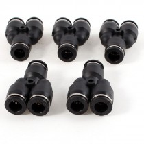 5 Pcs 8mm to 8mm Y Shaped 3 Way Quick Joint Air Pneumatic Fitting Black