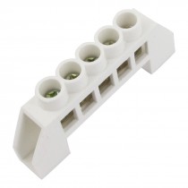 5 Way Bridge Design Copper Tone Terminals Block Connector White