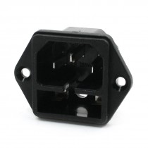 AC 250V 10A Clamp Type 3P IEC 320 C14 Inlet Male Power Plug Socket w Fuse Holder