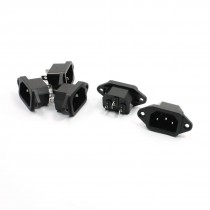 5Pcs AC 250V 10A IEC320 C14 Inlet 3 Pin Black Power Socket for Electric Cooker