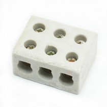 3W6H 3Pole 6Hole Insulating Porcelain Terminal Block Connector 30A