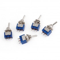 AC 125V 6A SPDT On/On 2 Position 3 Pins Terminals Miniature Toggle Switch 5 Pcs
