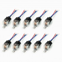 10PCS Plastic Socket Green Pilot Lamp SPST NC 4P Car Security Relay 24VDC 40A