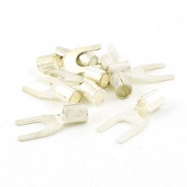 10Pcs Non Insulated Fork Terminals for AWG 12-10 Wire 1/4" Stud