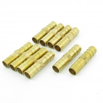 10 Pcs Brass Gold Tone 10mm Dia Air Water Gas Straight Hose Connectors