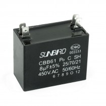 CBB61 8uF 5% 450V AC Polypropylene Film 4 Pin Terminals Motor Capacitor
