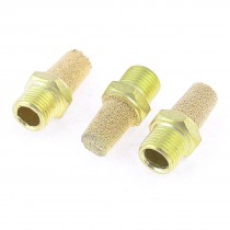 3 Pcs 1/8" PT Male Thread Gold Tone Pneumatic Exhaust Noise Silencer Muffler