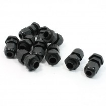 10 Pcs PG7 Black Plastic Waterproof Connectors Cable Gland 11mm Dia Thread