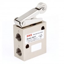 Two Position Three Way Roller Air Pneumatic Mechanical Valve Silver Tone