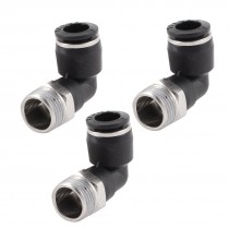 Right Angle 3 8" PT Male Thread to 10mm Hole Pneumatic Quick Fitting 3 Pcs