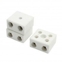 5A 2W5H 2 Way 5 Hole Connector Porcelain Ceramic Terminal Block 3 Pcs