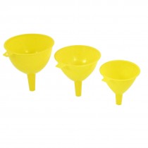 Yellow Hard Plastic Tri Size String Hang Filter Funnels 3 in 1 Set