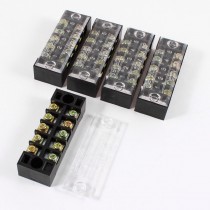5 Pcs 600V 15A 5 Positions 5P Dual Rows Covered Barrier Screw Terminal Block