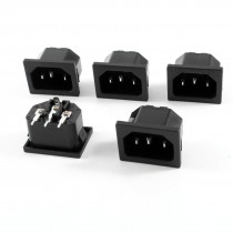5 Pcs AC 250V 10A 3 Pins IEC C14 Power Inlet Socket Jack Black
