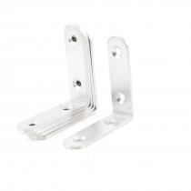 5Pcs 2.6" x 2.6" Round End 90 Degree Corner Bracket Silver Tone