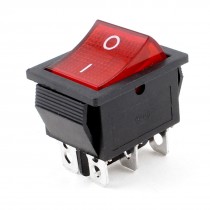AC 250V 15A 125V 20A Red Illuminated 6 Pin DPDT Snap-in Boat Rocker Switch