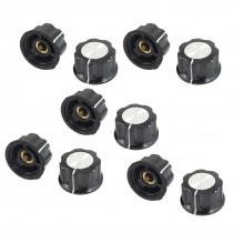 10 Pcs Black Silver Tone23mm Top Rotary Knobs for 6mm Dia. Shaft Potentiometer