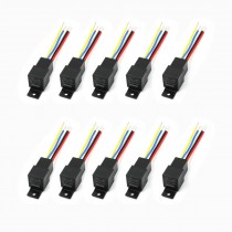 10 Pcs 5 Wire Plastic Socket 5 Pin SPDT 1NO+1NC Car Relay DC 24V Volts 40 Amp