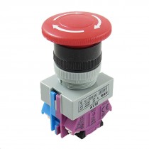 AC 600V 10A Red Sign Mushroom Emergency Stop Push Button Switch 22mm 1 NO 1 NC