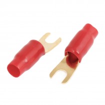 2 Pcs Red PVC Sleeve Pre Insulated Fork Wiring Terminals OGA