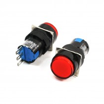 2 Pcs DC30V/5A 250VAC/3A 3 Pin Red Cap Momentary Type Push Button Switch