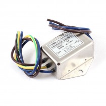 SH200-10A Silver Tone Noise Suppressor Single Phase AC Power Line EMI Filter