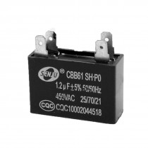 CBB61 AC 450V 1.2uF 5% Tolerance Fan Motor Running Capacitor