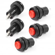 5 Pcs Red SPST Momentary Push Button Switch DS-317 AC 125V 3A 2P