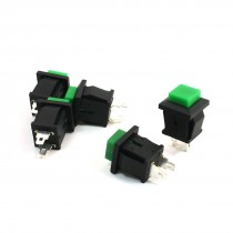5 x Green Cap Square Momentary 2-Pin Push Button Switch SPST