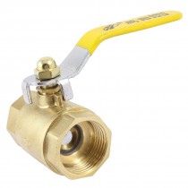 Female to Female 1" PT Thread Dia Yellow Lever Handle Brass Ball Valve