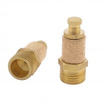 2pcs Solenoid Valve Pneumatic Filter Noise Silencer 12 5mm Male Thread Gold Tone