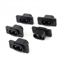 IEC320 C8 Black 2 Pins Terminal Power Plug Inlet Socket AC 250V 2.5A 5 Pcs