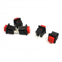 5 x Red Square Head SPST Non-Locking Push Button Switch 125VAC 1A