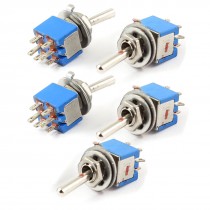 5 Pcs DPDT On/Off/On 3 Position 6 Terminals Toggle Switch AC 125V 3A