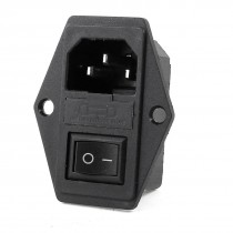 Black Rocker Switch AC 250V 15A IEC320 C14 Power Inlet Socket w Fuse Holder