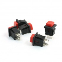 5 x Red Square Head SPST Momentary Push Button Switch 125VAC 1A