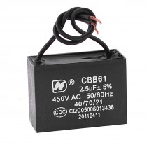 CBB61 AC 450V 2.5uF 2-Wired Washing Machine Motor Run Capacitor