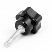 M6 x 30mm Thread Star Shape Grip Clamping Screw On Knob Black Silver Tone