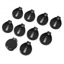 3V CR2032/ CR2025 Cell Battery Adapter Black Silver Tone 10Pcs