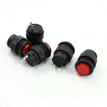 5 Pcs Arcade Games 2 Pins Momentary Push Button 13mm Red AC125V/3A 250V/1.5A