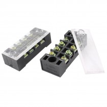 2 Pcs Dual Row 4P Screw Connector Electric Barrier Terminal Block Board 15A