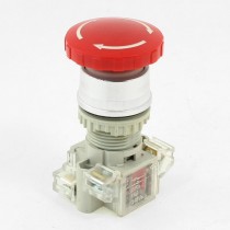 600V 10A Mushroom Head 4-Terminals Self-Locking Push Button Switch Gray Red