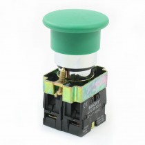 Panel Mount Green Mushroom Cap Momentary DPST Button Switch 10A/6A 400VAC