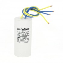 CBB60A-1 4uF+8uF 450V Wired White Polypropylene Film Motor Capacitor