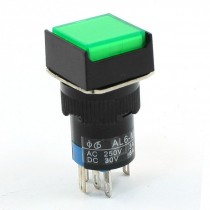 AC 250V/3A DC 30V/5A 1NO 1NC Momentary Green Pushbutton Switch 220V Lamp